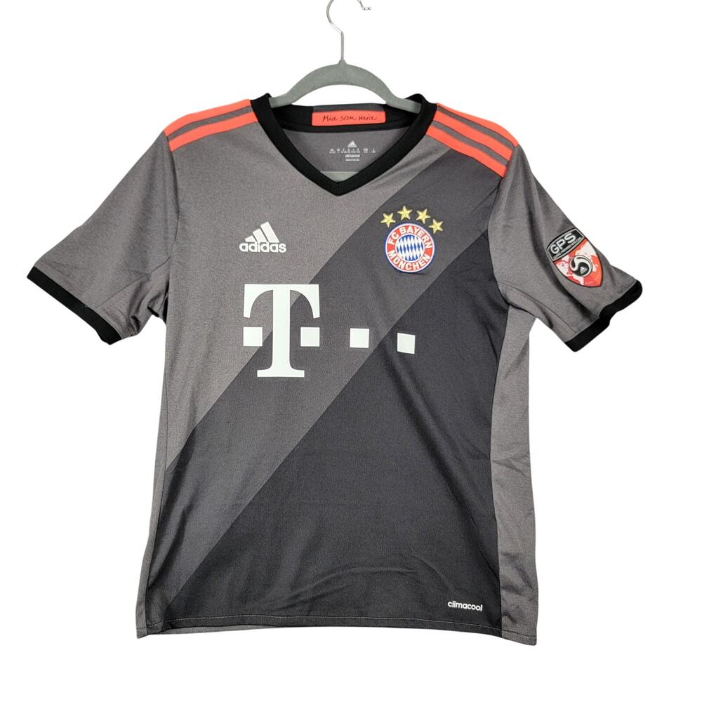 Adidas FC Bayern Munchen Jersey Youth L 13-14Y Gray Climacool Soccer Shirt #8